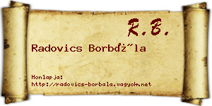 Radovics Borbála névjegykártya